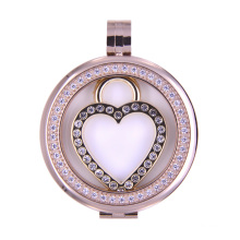 Coffre flottant en forme de coeur pour collier pendentif